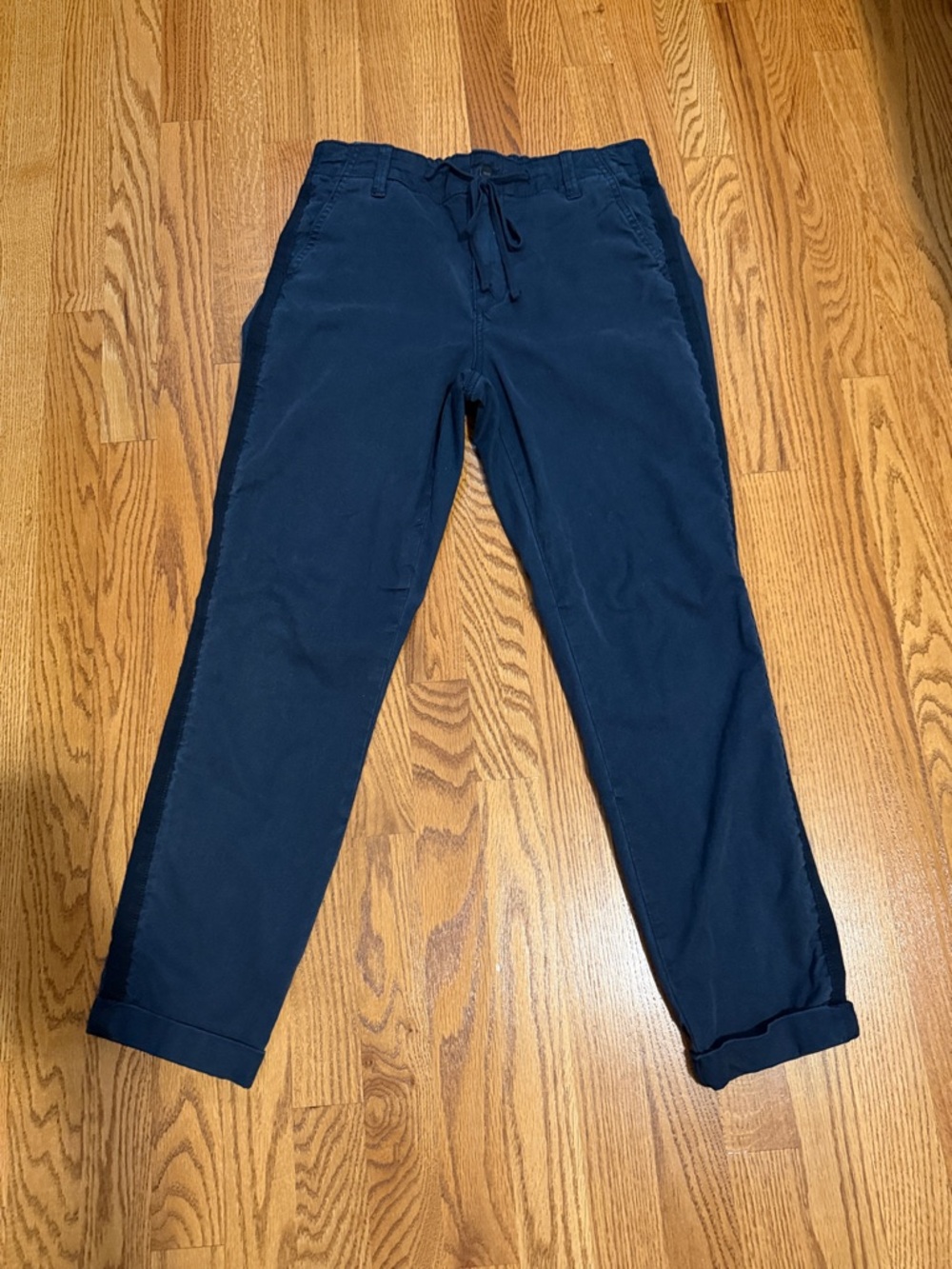 PAIGE Dark Navy Cropped Drawstring Ankle Pants
